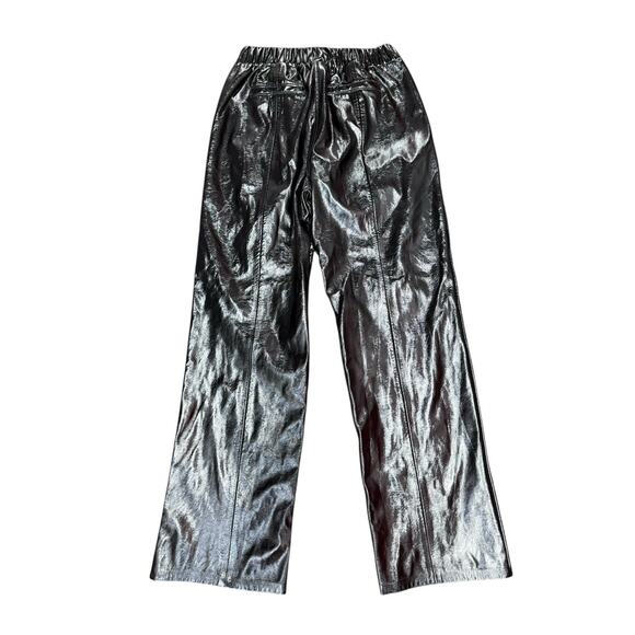 Blank NYC Women’s Black Vegan Leather Pants Medium Glossy Patent Straight Leg - Picture 5 of 10